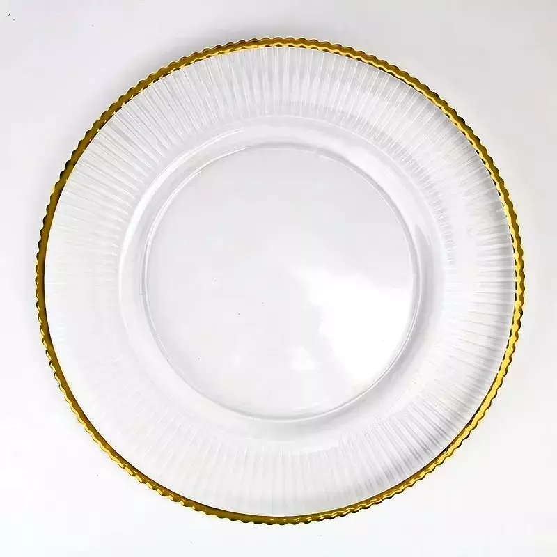 Transparent gold rim acrylic 13 inch charger plate for wedding