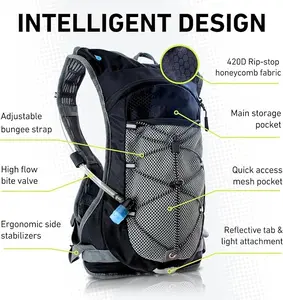 Hydration Pack 2L Hydration Water Bladder High Flow Bite Valve Hydration Backpack With Storage Lightweight Running Backpack