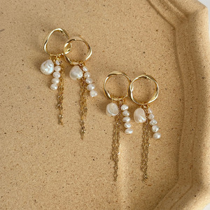 <strong>Custom</strong> Handmade <strong>Jewelry</strong> Gold Pearl Tassel Earrings Boho Pearl Drop Dangle Earring Gold Long Tassel Pearl Earrings <strong>Jewelry</strong> <strong>Supply</strong> - Product Image 3