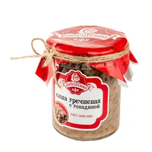 Good prices buckwheat with beef canned in glass jars all natural contents 100% natural