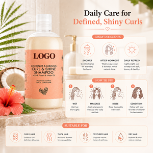 Champú Natural de Coco e Hibisco para Cabello Rizado, Fórmula Sin Sulfatos para Cabello Grueso, Limpieza Profunda - Product Image 2