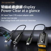 Câble de conversion d'alimentation pour ordinateur portable en nylon 140W, convertisseur d'alimentation USB-C PD à tête femelle DC 5/9/12/15/20V pour ordinateur et phablet, charge rapide