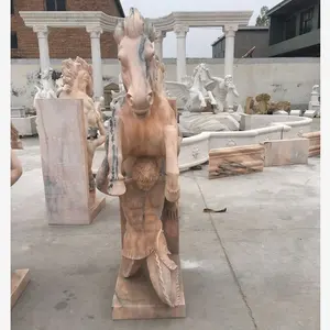 Dekorasyon yaşam boyutu mermer taş marvel at hayvan heykelleri