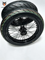 Jeu de roues Surron UB Sumo 17 pouces Supermoto, jantes Motard, moyeux CNC, jantes en alliage pour moto électrique, configuration de pneus de route