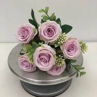 Décoration de fleur de soie artificielle romantique haut de gamme à 6 têtes Lady Rose pour la maison Noël Pâques Nouvel An chinois-Naturel Réel