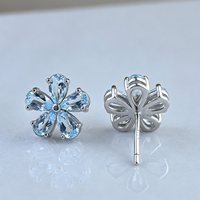 Fabrik-Großhandel 18K Gold/Rhodium-Plattierte 925 Sterling Silber Verschiedene Arten von Natürlichen Edelsteinen Blumen-Ohrstecker für Damen