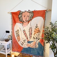 <strong>Best</strong>-<strong>Selling</strong> Matisse Guitar Girl Jacquard Camping Blanket Ethnic-Style Woven <strong>Tapestry</strong> with Fringe Purely Unique