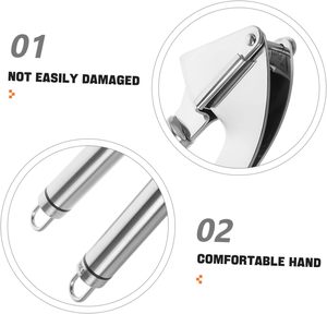 Professional Grade Stainless Steel Silver Garlic Press Manual Mincer Crusher Peeler Set Premium <b>Fruit</b> <b>Vegetable</b> <b>Tools</b> - Product Image 2