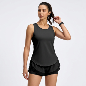 Wholesale Women's Mesh Racerback Yoga Tank <b>Top</b> Sleeveless Round Neck Workout Shirt Quick Dry Plus Size Sports Gym Athletic <b>Top</b> - Product Image 3