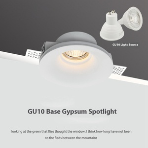 Empotrado redondo sin bordes <span class=keywords><strong>Led</strong></span> Gypsum GU10 <span class=keywords><strong>Downlight</strong></span>: Marco extraíble antideslumbrante, resistente al fuego, carcasa, accesorios - Product Image 1