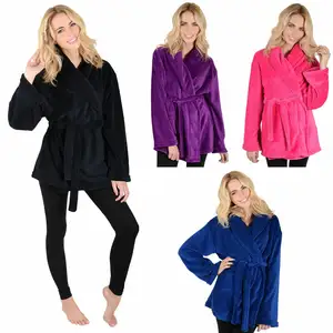Ladies Luxury Fleece Mini Short Bathrobe Womens thick flannel fleece winter thickening bathrobe