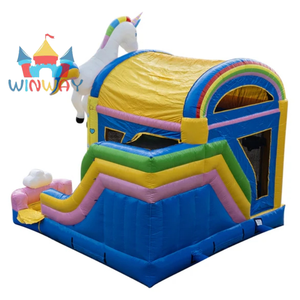 Adorable combo gonflable de rebond et de toboggan licorne-Matériau en PVC Capacité de 500kg-Incontournable pour le divertissement en plein air des enfants - Product Image 5