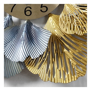 3D Handmade <strong>80cm</strong> Metal Ginkgo Luxury <strong>Wall</strong> <strong>Clock</strong> for Home Decoration Reloj De Pared - Product Image 6