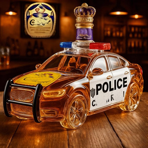 Carafe à whisky amusante en verre transparent, carafe à vin en forme de voiture, carafe à whisky et à vin unique en forme de voiture de police - Product Image 2