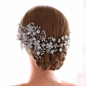 ES125 Handmade headband da flor de noiva casamento strass headpiece cabelo da dama de honra jóias