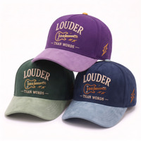 Casquette de baseball en daim de style western vintage avec broderie 3D personnalisée de haute qualité, visière incurvée, 5 panneaux, bicolore, type Gorras Trucker Hat