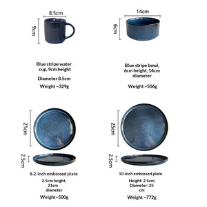 European-style Vintage Embossed Glazed Bone China <b>Microwave</b> Safe Dinnerware <b>Set</b> Four People 16-Piece Plates Flatware Soup Bowls - Product Image 6