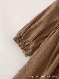 Vestido Casual de Otoño para Bebés y Niñas Pequeñas, Diseño Sólido con Encaje, Corte en A, Largo hasta la Rodilla - Product Image 3