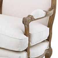 Hochwertiger Französischer Stoff-Holz-Sessel Wohnzimmer Einzelsitzer-Sofa-Stuhl