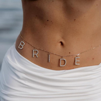 Chaîne de taille pour bikini de plage, style européen et américain, avec pendentif lettre simple couche, bijou de décoration pour soirée