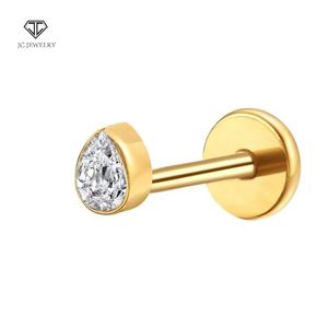 ASTM F136 G23 aleación de titanio chapado en oro oreja interior cartílago pendiente circón flor cuerpo punción joyería <span class=keywords><strong>para</strong></span> mujer moda <span class=keywords><strong>nariz</strong></span> - Product Image 3