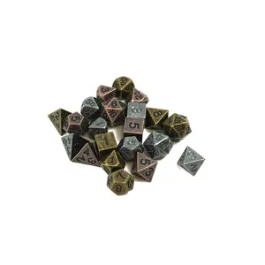 Pemasok pabrik set dadu polihedral logam mini 7 buah dadu dud & d dud 8g/set kelas kasino untuk permainan hiburan lainnya