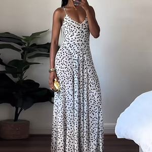 Vestidos de Mujer con Estampado de Puntos, sin Mangas, Cuello Halter y Cintura Alta, a la Moda - Product Image 2