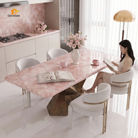 Table à manger de luxe en pierre de quartz rose naturelle, pierre précieuse de guérison