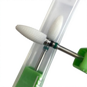 Punte per fresa in ceramica a forma di fiamma per rimozione gel duro e acrilico, taglio incrociato, utensile rotante per manicure, cuticole e lucidatura unghie - Product Image 2