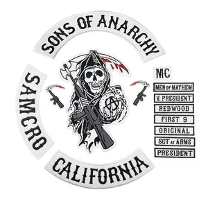 patch details Suppliers-Groothandel Zwart Sons Of Anarchy California Volledige Set Motorfiets Biker Geborduurde Patches Voor Terug