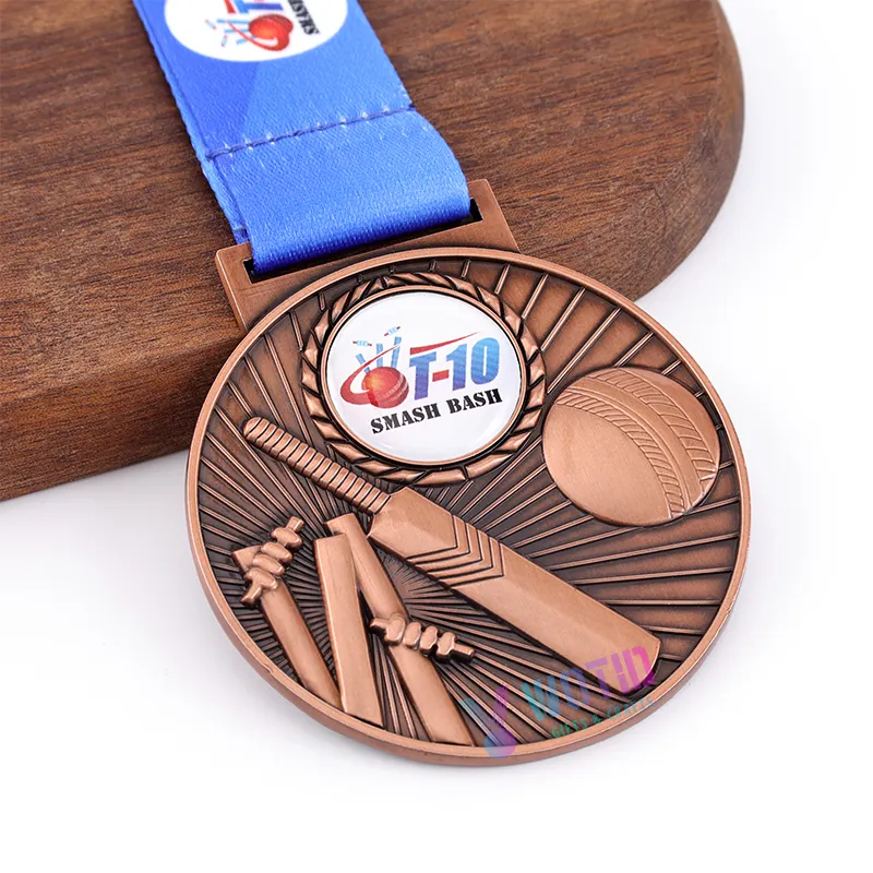 OEM Custom Logo Cricket Medal Manufacturer Free Design Custom Metal Souvenir Zinc Alloy Sports Medals Trophies And Medals