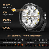 Feux de route LED SR5 5 pouces 50W 12V 24V avec DRL dynamique ambre/blanc, phare auxiliaire pour véhicules tout-terrain, SUV, UTV, ATV