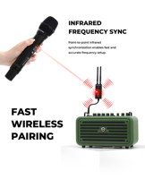 Ensemble de microphones dynamiques sans fil UHF 1-vers-2 Musiccube G-60, 2 micros + 1 récepteur, système de micros à double canal