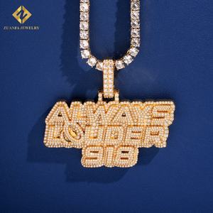 Charmes de bijoux personnalisés, gros pendentifs plaqués or pour hommes, argent 925, serti de moissanite VVS, bijoux Wuzhou Zuanfa - Product Image 1