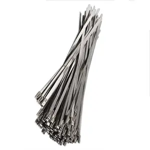 100Pcs 7.9Mm X 300Mm Exhaust Heat Stainless Steel Cable Ties Wrap Meta