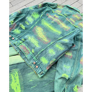 YSJY服装制造商定制运动服酸洗复古撕裂2件套男士牛仔裤夹克男士牛仔套装 - Product Image 3