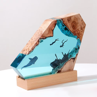 Lampe de nuit en résine de bois JACKSUN avec LED, lampe artisanale en forme de baleine plongeuse, lampe de plongée en eau profonde, lampe de décoration de bureau, lampe cadeau d'anniversaire