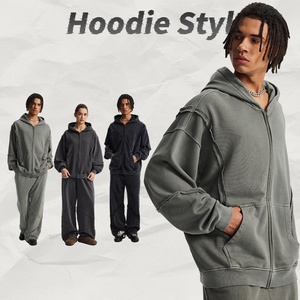 <span class=keywords><strong>Felpa</strong></span> con cappuccio con cerniera in metallo Patchwork con lavaggio a acido strutturale da uomo 100% alla moda stile stile Pullover alla moda - Product Image 1