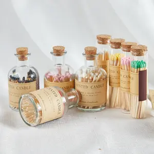 Bottle wooden cheap factory Safe In glass jar with logo custom for candle box stick for hotel colorful in bulk luxury matches