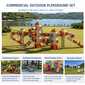 Ensemble <span class=keywords><strong>de</strong></span> <span class=keywords><strong>jeux</strong></span> d'extérieur pour enfants, toboggan combiné avec pont à double toboggan, qualité commerciale pour parcs - Product Image 4