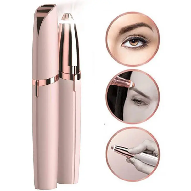 Best selling Portable Painless Epilator USB Brows Facial Hair Remover Rechargeable Pen Electric 2 in 1 Eyebrow Trimmer