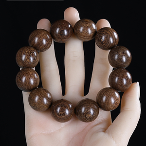 Pulsera de cuentas de sándalo de diseño moderno para hombre, cuentas de Rosario de madera roja y amarilla con plato, objeto decorativo para aniversarios - Product Image 1
