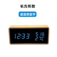 Jam Alarm Cermin LED Digital Elektrik Modern Kayu LUMINOVA dengan Tampilan Hari Bulan Tahun dan Suhu untuk Ruang Kerja Kantor Ruang Tamu
