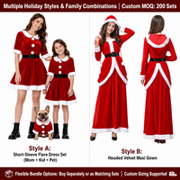 Vêtements de Noël personnalisés en velours pour chiens et chats, tenues assorties pour propriétaires et animaux de compagnie, vêtements de famille pour les fêtes, vente en gros
