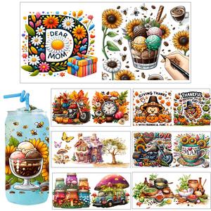 <span class=keywords><strong>Autumn</strong></span> <span class=keywords><strong>Fall</strong></span> Cottagecore Theme Custom Wholesale Bulk Waterproof 16oz Tumbler Mugs Decal Transfer Uvdtf Uv Dtf Cup Wrap Sticker - Product Image 2