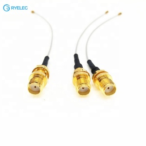 สายเคเบิลแบบ pigtail สีเทาขนาด 1.13 มม. พร้อมหัวต่อแบบ SMA ตัวเมียสำหรับติดตั้งด้านหลังแบบกำหนดเองจากโรงงาน ไปยังหัวต่อแบบ U.FL - Product Image 1