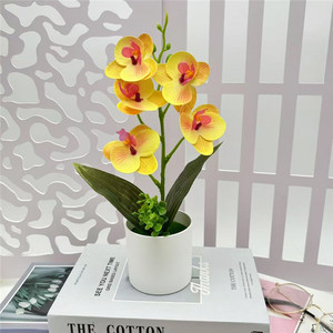 Fiore di <span class=keywords><strong>Orchidea</strong></span> Artificiale in <span class=keywords><strong>Vaso</strong></span>, Finta Phalaenopsis <span class=keywords><strong>con</strong></span> <span class=keywords><strong>Vaso</strong></span> in Plastica per Centrotavola, Decorazione Casa, Ufficio, Feste - Product Image 4