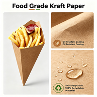 Support écologique en papier pour crêpes, gaufres, churros et beignets, avec pochette pour sauce et compartiment pour coupelle de sauce, pour snacks à emporter