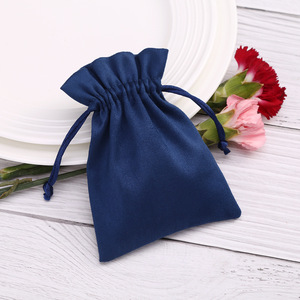 Dark Blue <b>Drawstring</b> Jewelry Bag 8x10cm Fabric Storage <b>Pouch</b> For Rings Cosmetics Gifts Organize Jewelry Packaging - Product Image 1