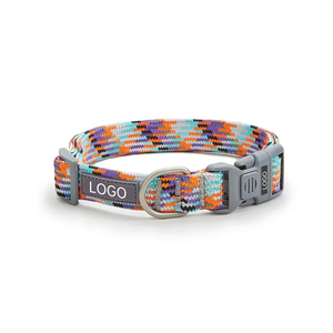 Nuevo diseño de collares de lujo para mascotas logotipo personalizado ajustable reflejo nocturno Nylon cachorro perro <span class=keywords><strong>Collar</strong></span> - Product Image 1